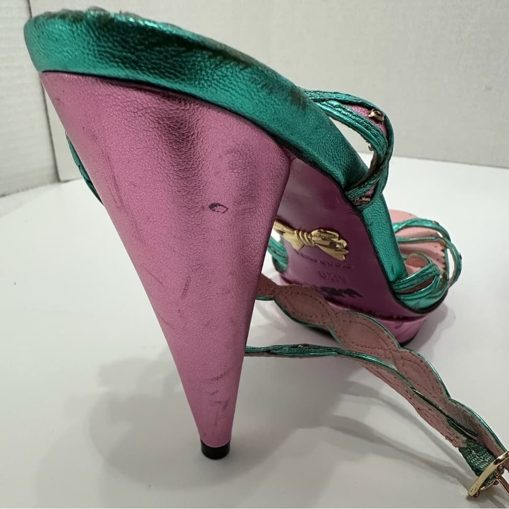 NEW Betsey Johnson Strappy Party Glamour Y2K Metallic Heels Vintage Size 8.5 - Thumbnail 13