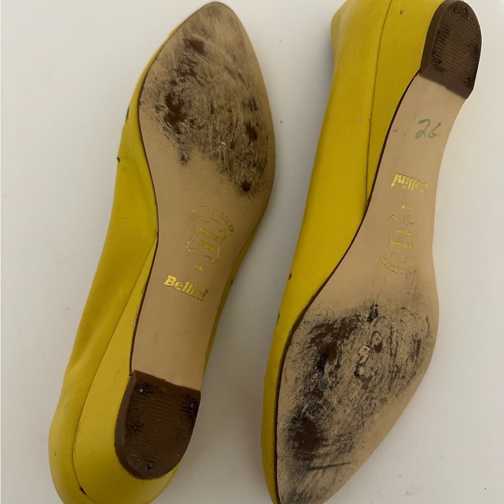 Bellini Yellow Leather Cutout Flats Pointed Toe Size 8M Whimsical Brazilian - Thumbnail 6