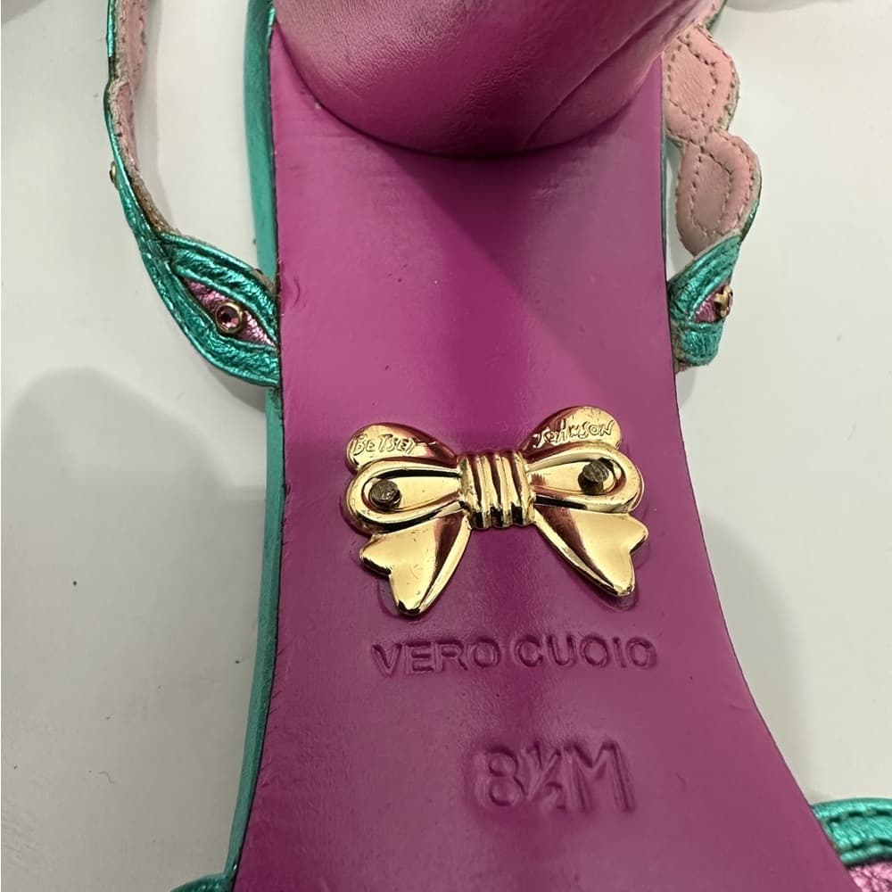 NEW Betsey Johnson Strappy Party Glamour Y2K Metallic Heels Vintage Size 8.5 - Thumbnail 9