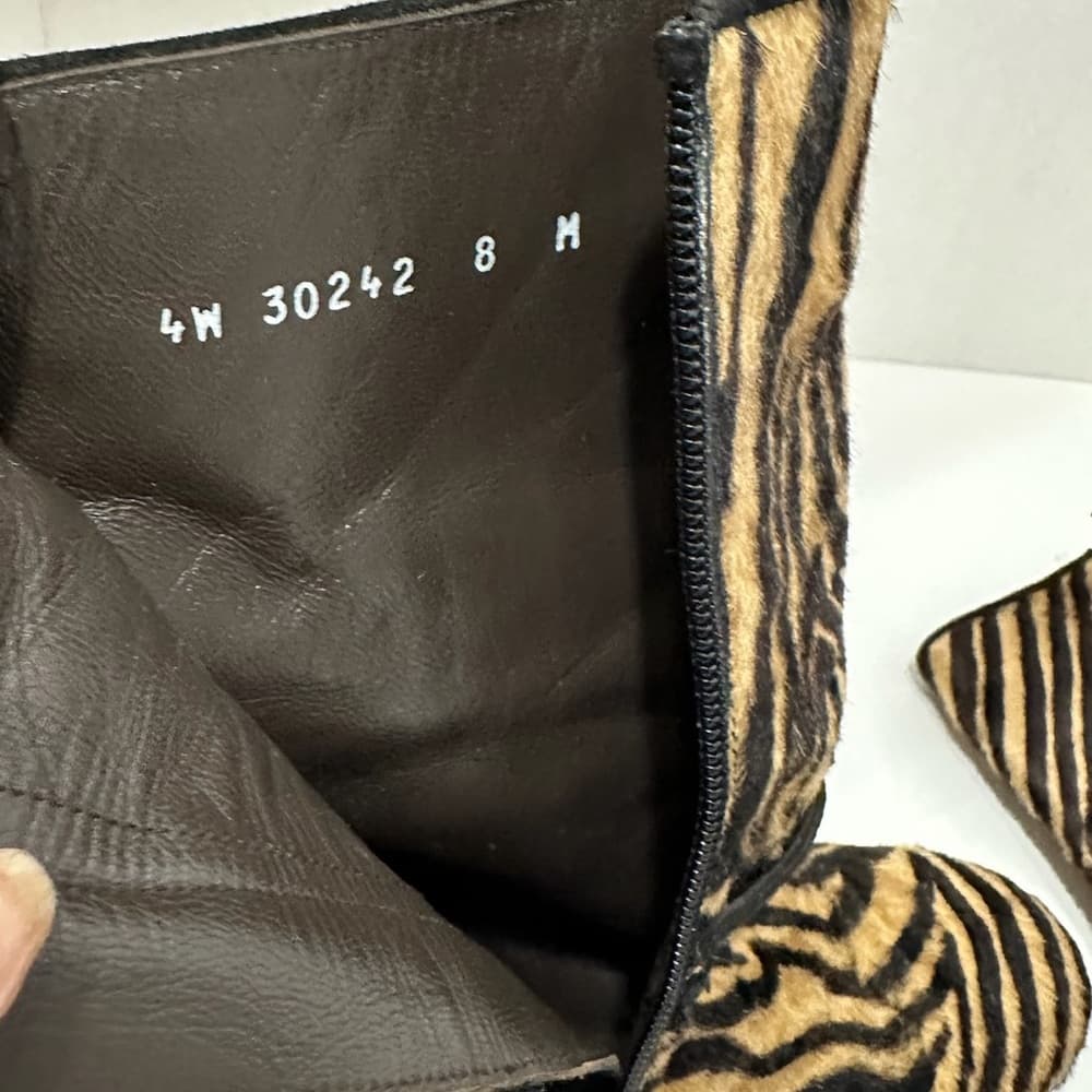 Stuart Weitzman Zebra Print Calf Hair Ankle Boots - Vintage Y2K Womens Size 8 - Thumbnail 4