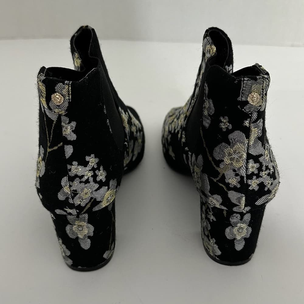 Anne Klein Gorgia Chelsea Floral Brocade Ankle Boots Black Booties Size 6M - Thumbnail 4