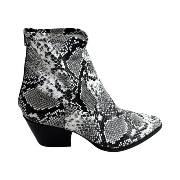 YOKI Snakeskin Western Pointed Toe Ankle Boots Faux Leather Zip Booties Size 10 - Thumbnail 12