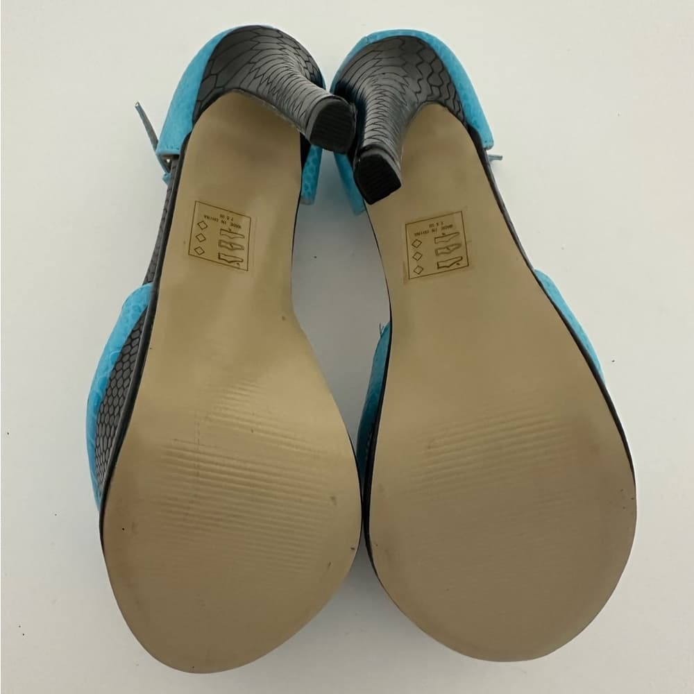 NEW SCENE Platform Stiletto High Heels Y2K Snakeskin Aqua Blue w Black Size 7.5 - Thumbnail 2