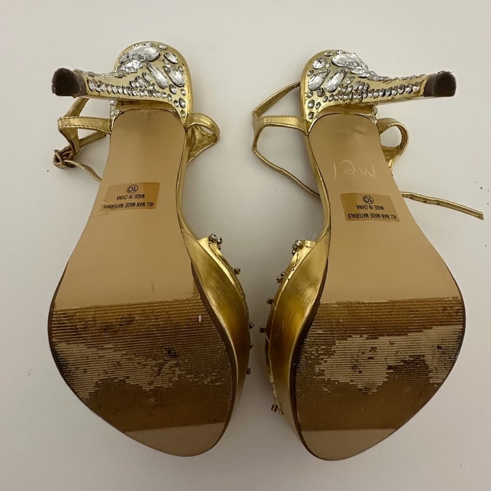 Celeste Gold Rhinestone Stiletto Heels Jewel Back Detail Y2K Size 10 - Thumbnail 7