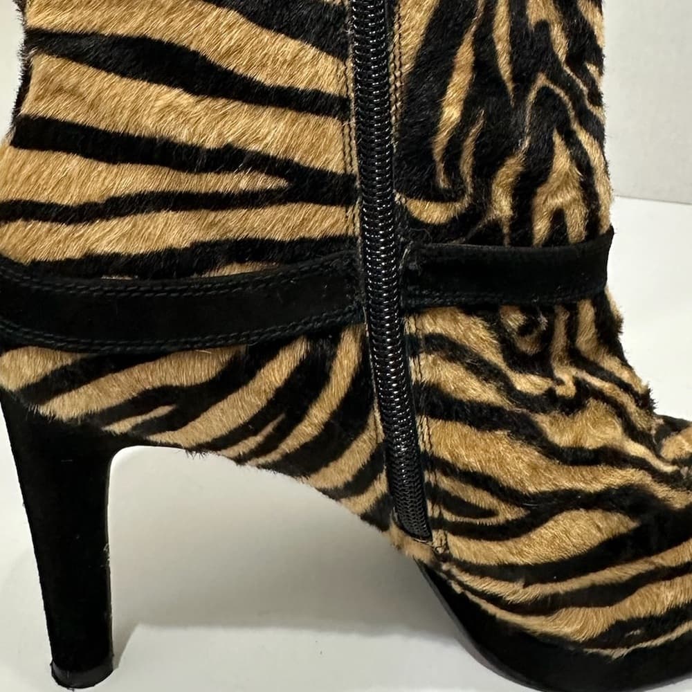 Stuart Weitzman Zebra Print Calf Hair Ankle Boots - Vintage Y2K Womens Size 8 - Thumbnail 12