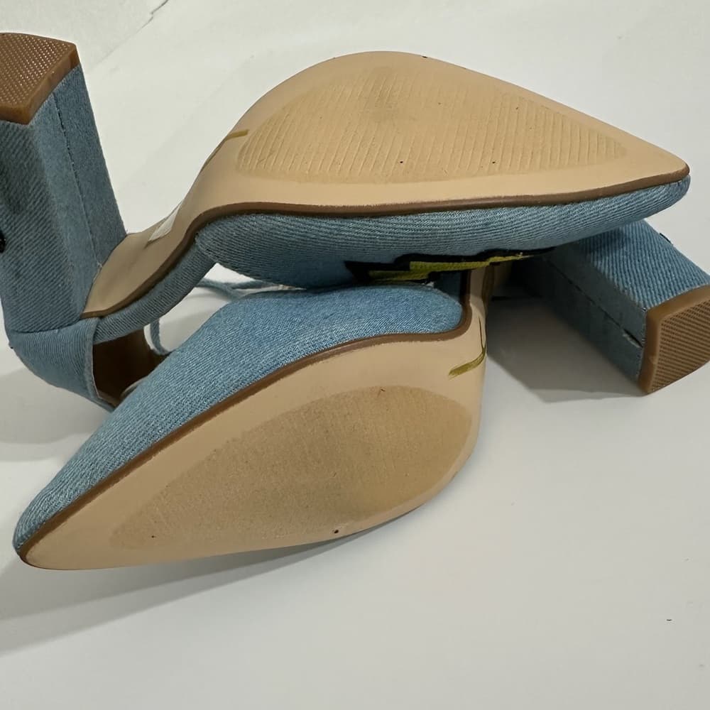 Cape Robbin Denim Beautiful Embroidered Rainbow Block Heel Sandals 7.5 Kitschy - Thumbnail 8