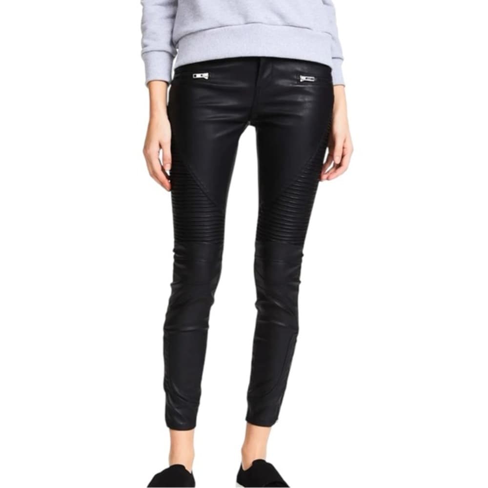 NWT Blank NYC Black Vegan Leather Moto Pants Womens Plus Size 33 - Thumbnail 15