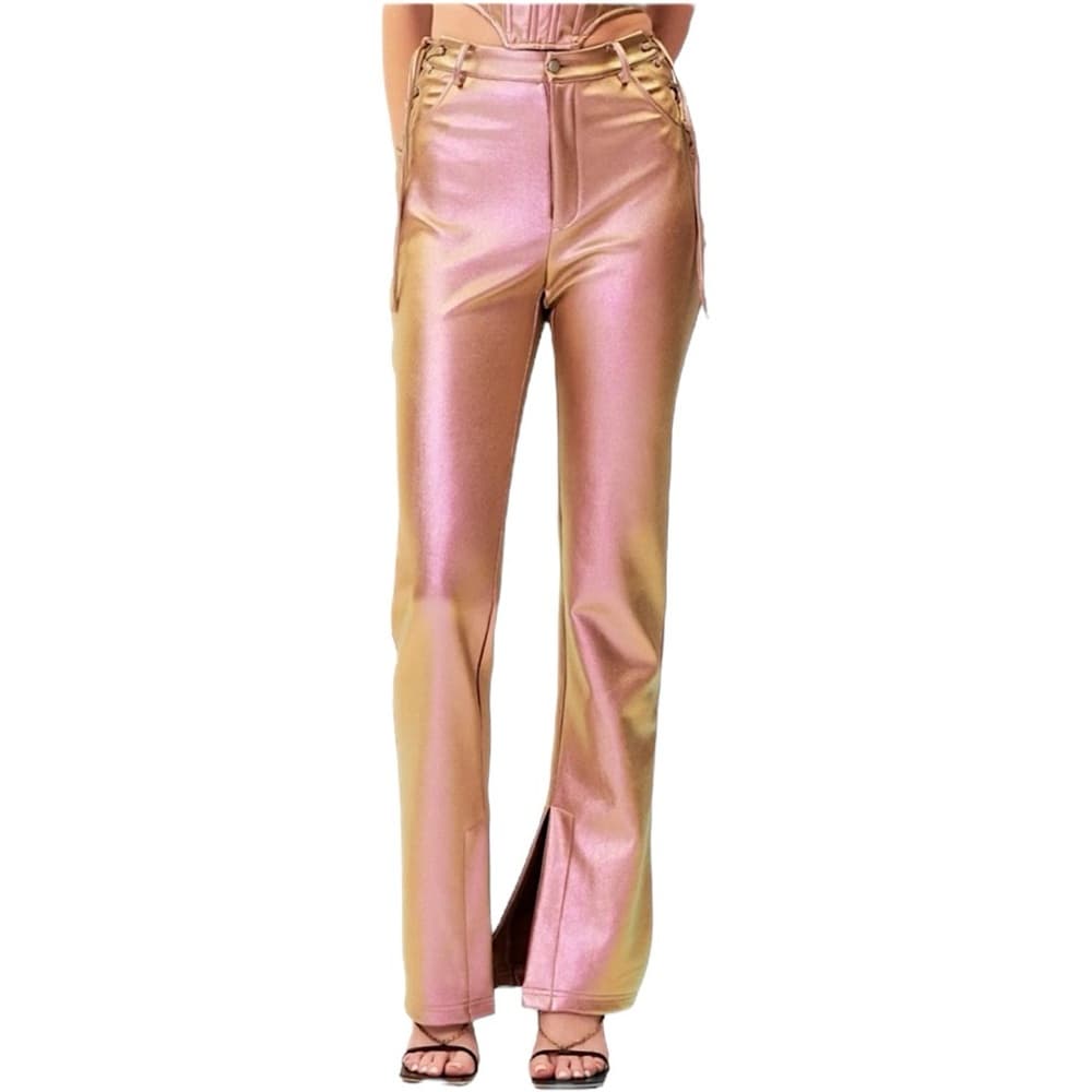 NWT NICHOLAS Valeria Metallic Side Lace Up Pants Iridescent Pink Size 2 - Thumbnail 10