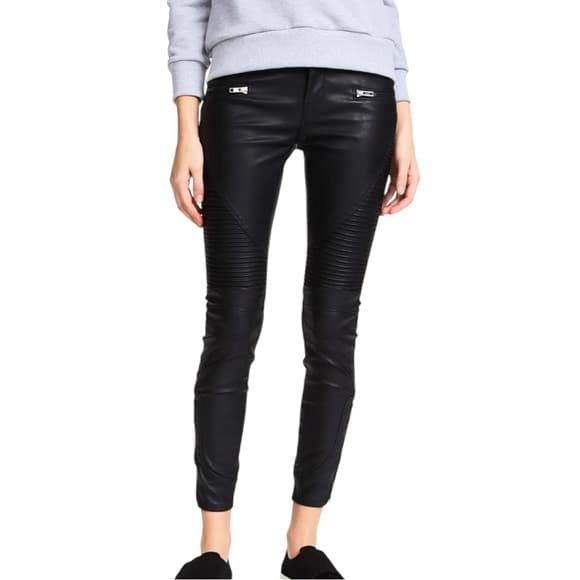 NWT Blank NYC Black Vegan Leather Moto Pants Womens Plus Size 33 - Thumbnail 16