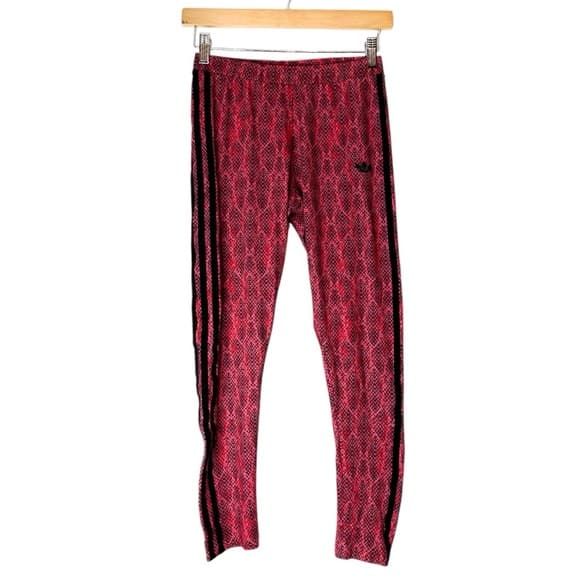 NWOT Adidas Originals Red Pink Snake Print Rare Y2K Soccer Leggings Size Small - Thumbnail 12