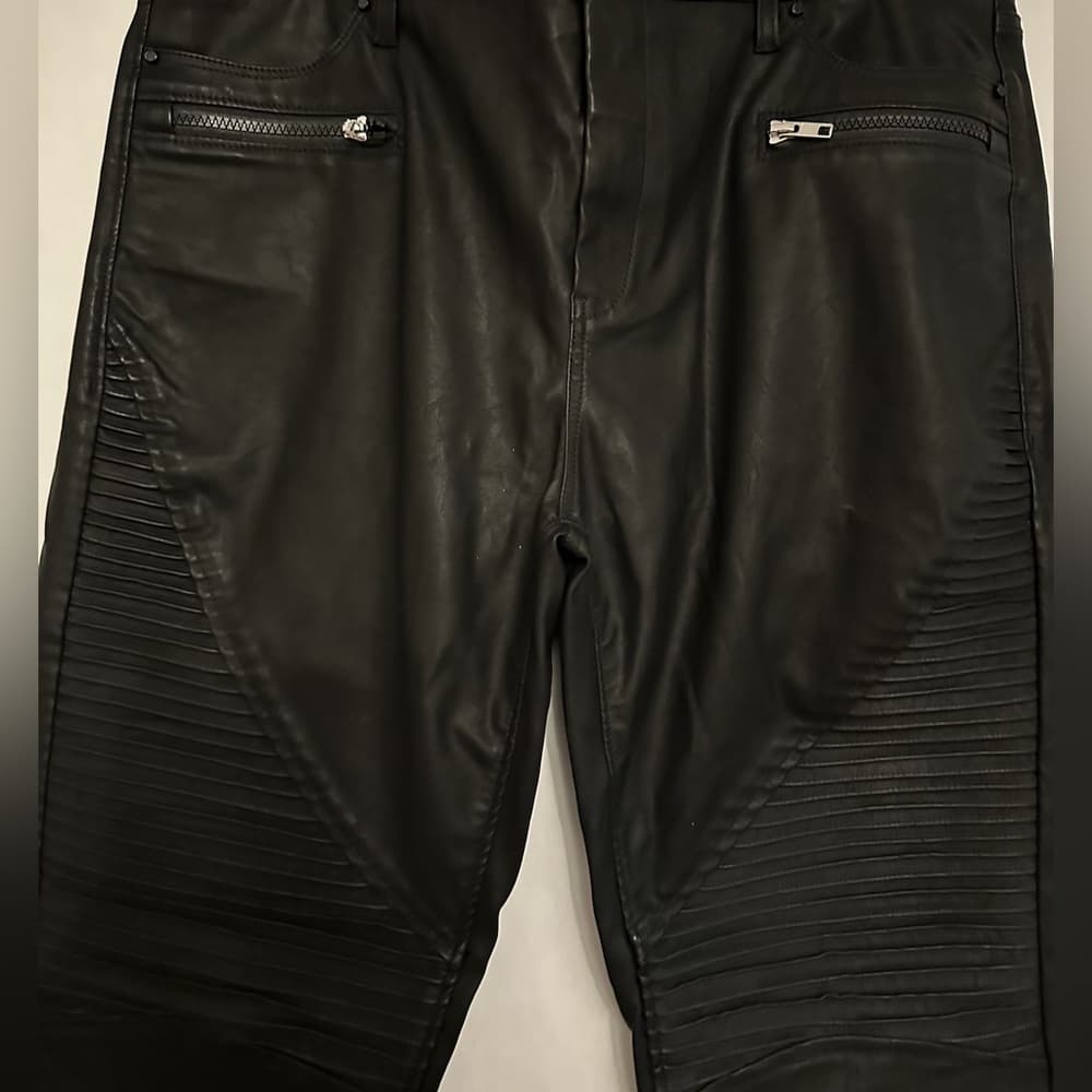 NWT Blank NYC Black Vegan Leather Moto Pants Womens Plus Size 33 - Thumbnail 8