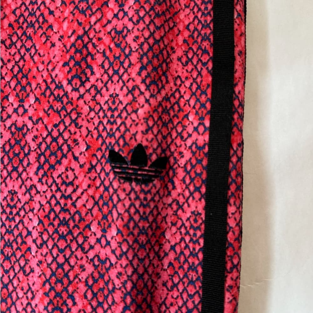 NWOT Adidas Originals Red Pink Snake Print Rare Y2K Soccer Leggings Size Small - Thumbnail 6