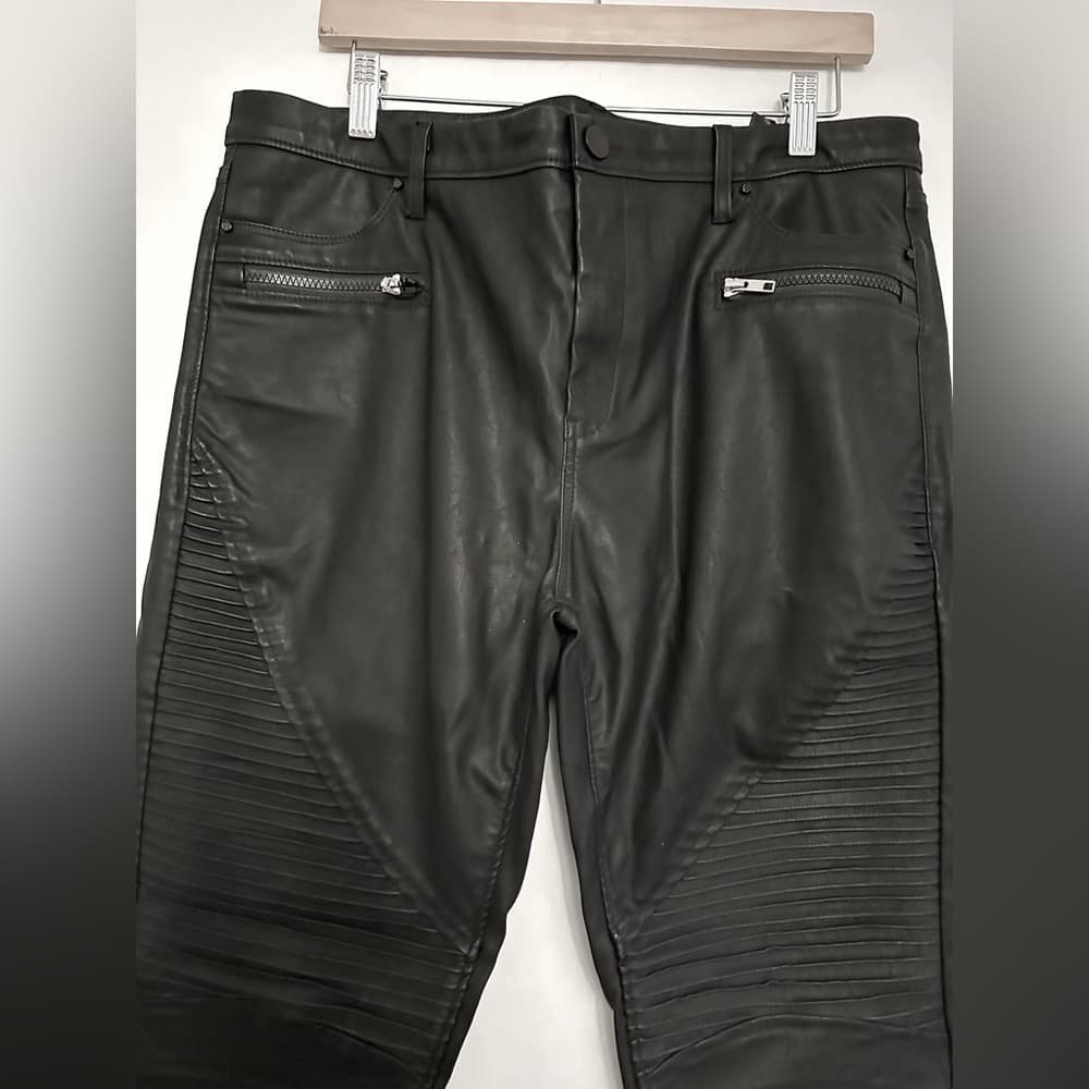 NWT Blank NYC Black Vegan Leather Moto Pants Womens Plus Size 33 - Thumbnail 5