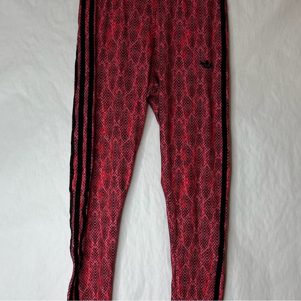 NWOT Adidas Originals Red Pink Snake Print Rare Y2K Soccer Leggings Size Small - Thumbnail 10