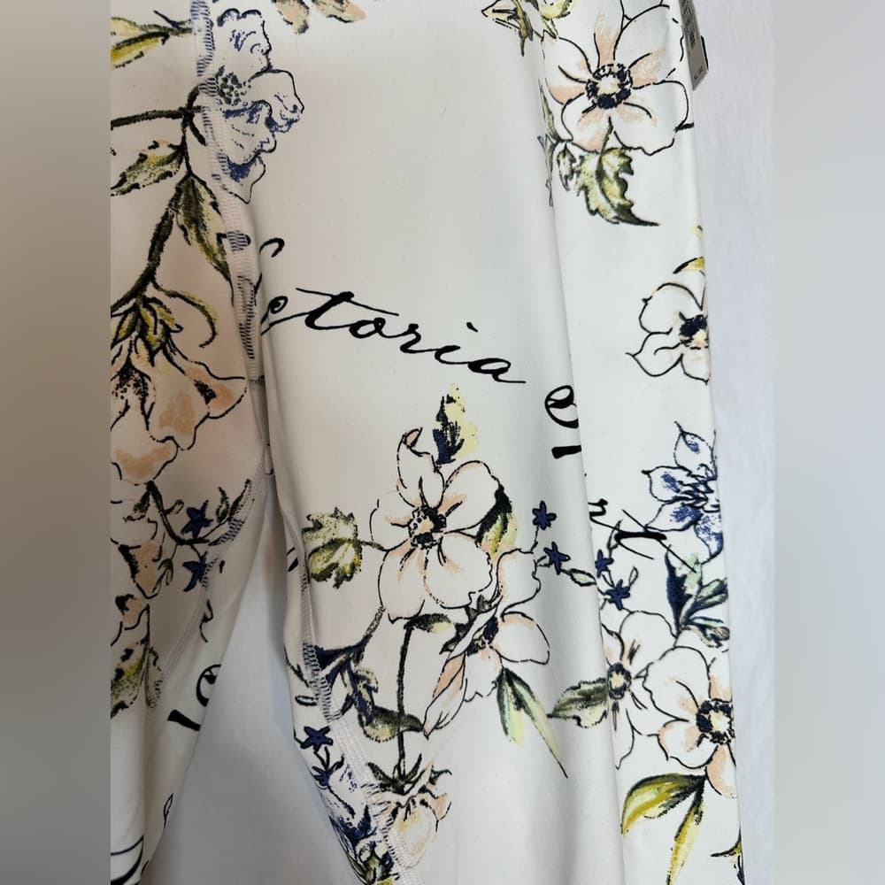 NWT Victoria’s Secret Sport White Floral Knockout Tights Leggings X-Large XL - Thumbnail 10