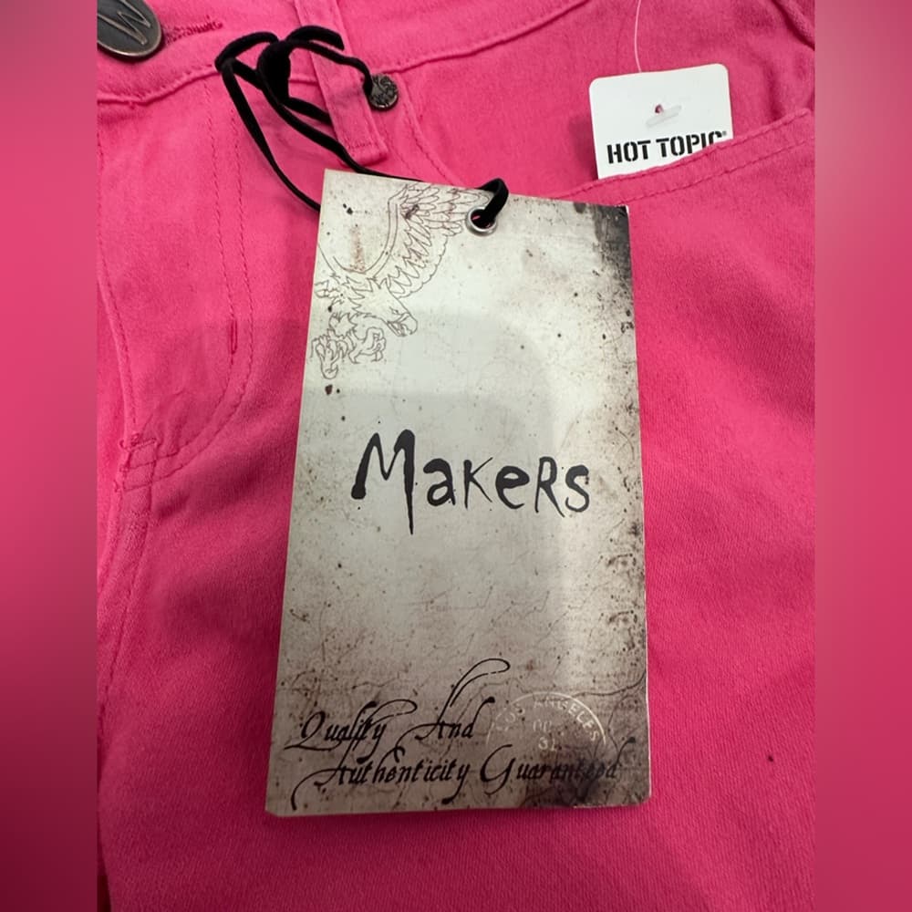 Makers Hot Topic Hot Pink Skinny Jeans Y2K Deadstock Size 9 Juniors - Thumbnail 10