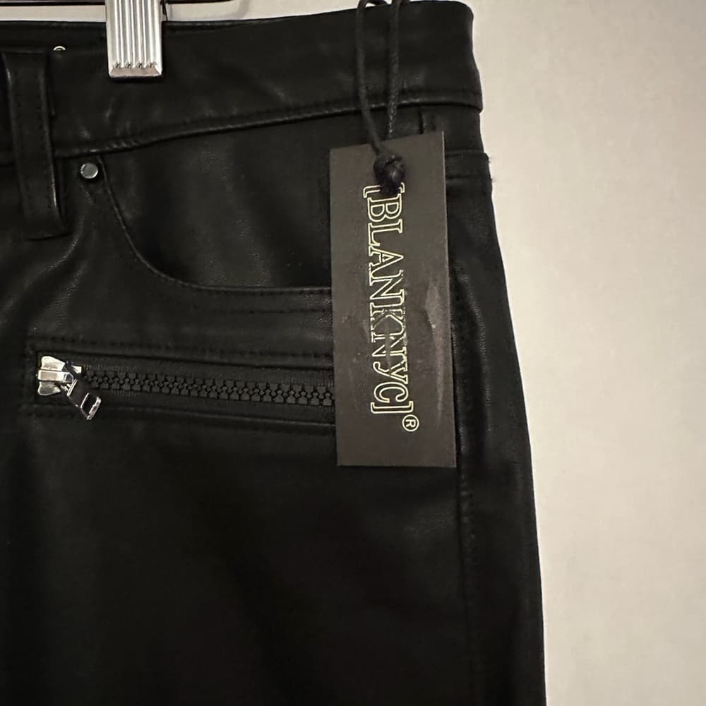 NWT Blank NYC Black Vegan Leather Moto Pants Womens Plus Size 33 - Thumbnail 11