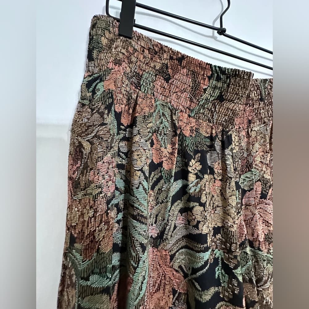 Vintage Floral Tapestry Culottes Wide Leg Capri Pants Multicolor Size 9/10 Boho - Thumbnail 3