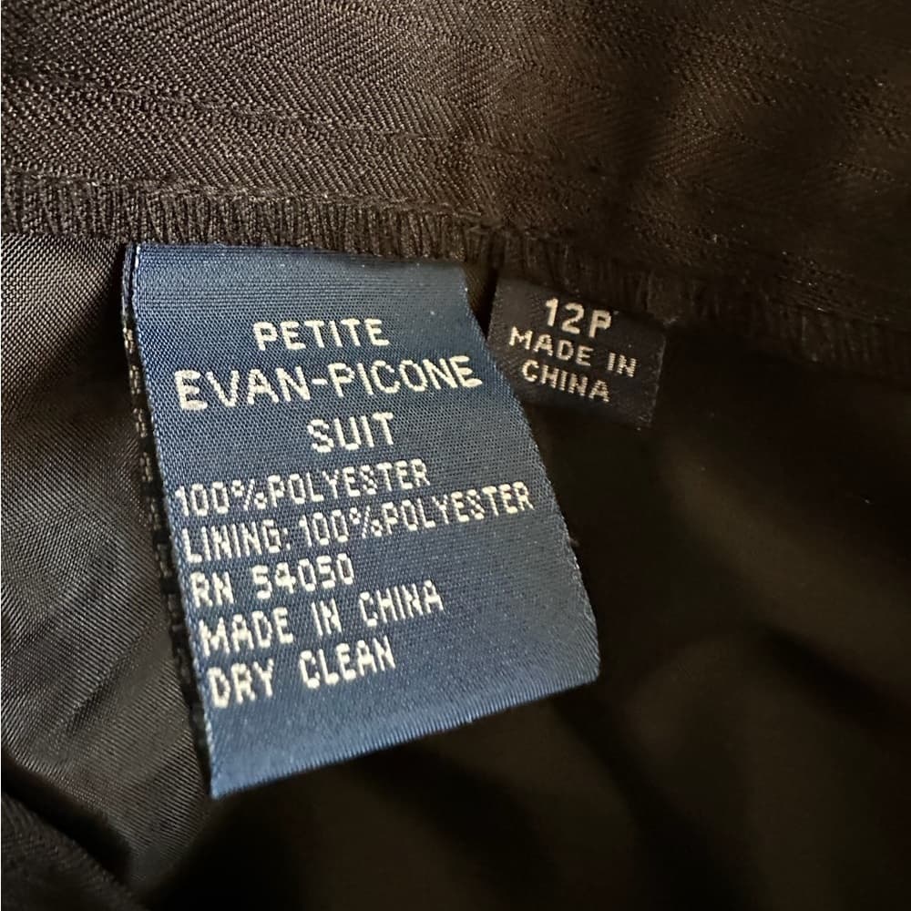 Evan Picone PETITE Black 2 Piece Suit Button Vintage Career Office 12P Petite - Thumbnail 8
