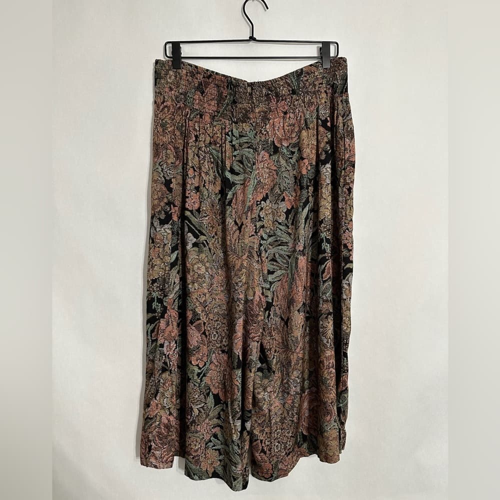 Vintage Floral Tapestry Culottes Wide Leg Capri Pants Multicolor Size 9/10 Boho - Thumbnail 4
