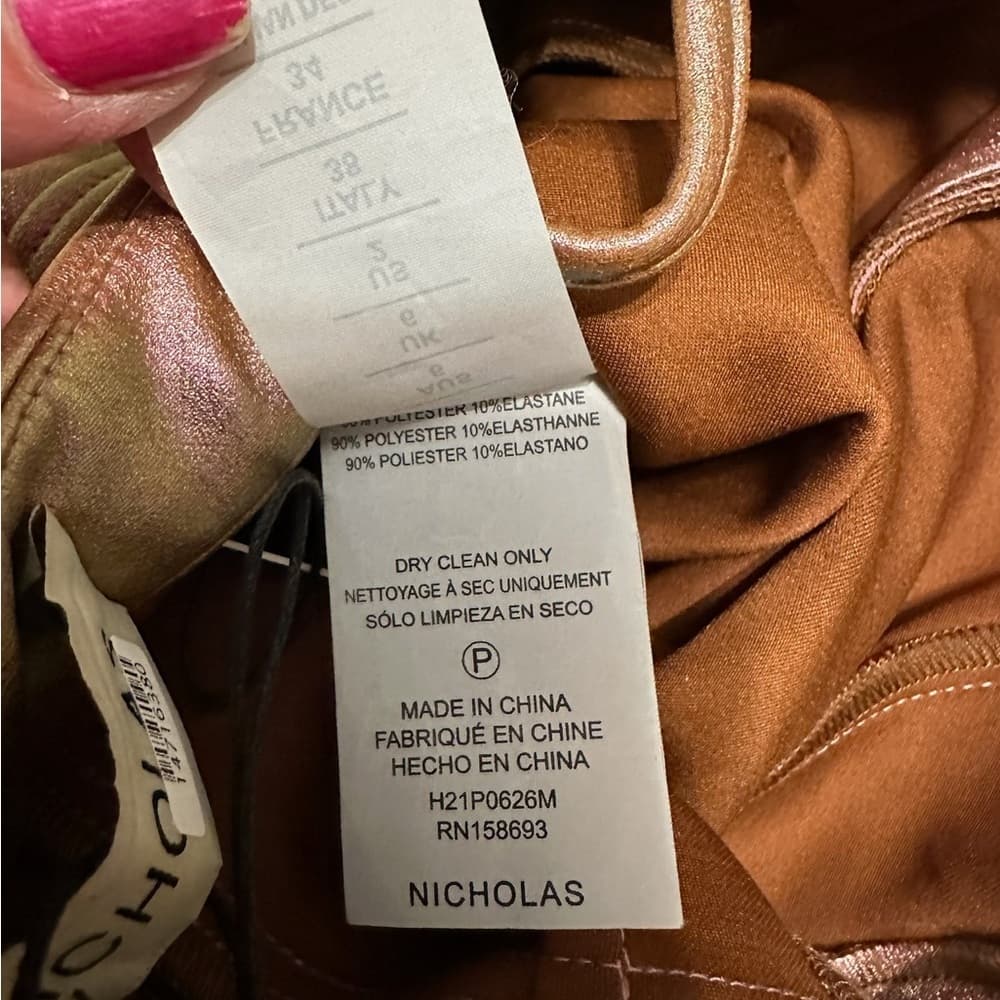 NWT NICHOLAS Valeria Metallic Side Lace Up Pants Iridescent Pink Size 2 - Thumbnail 8