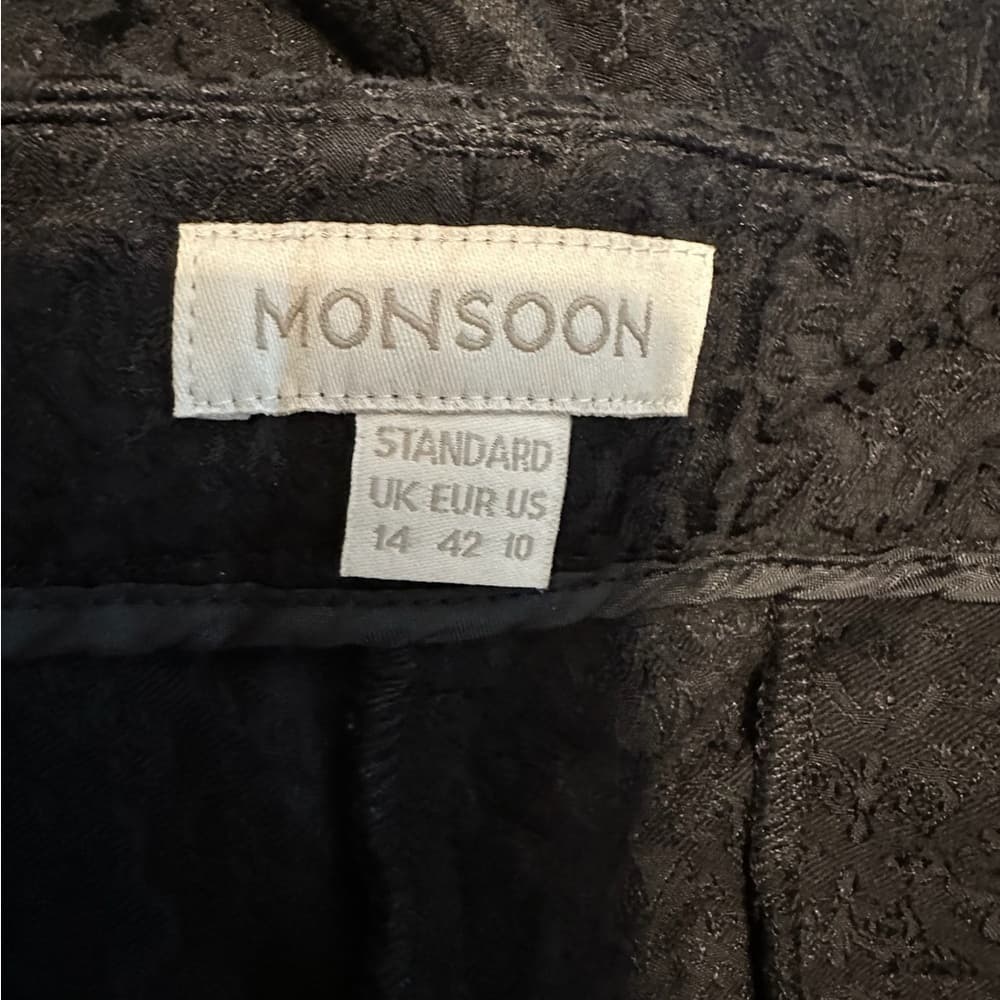 Monsoon Black Patterned / Textured Pants - Womens Size 10 - Thumbnail 4