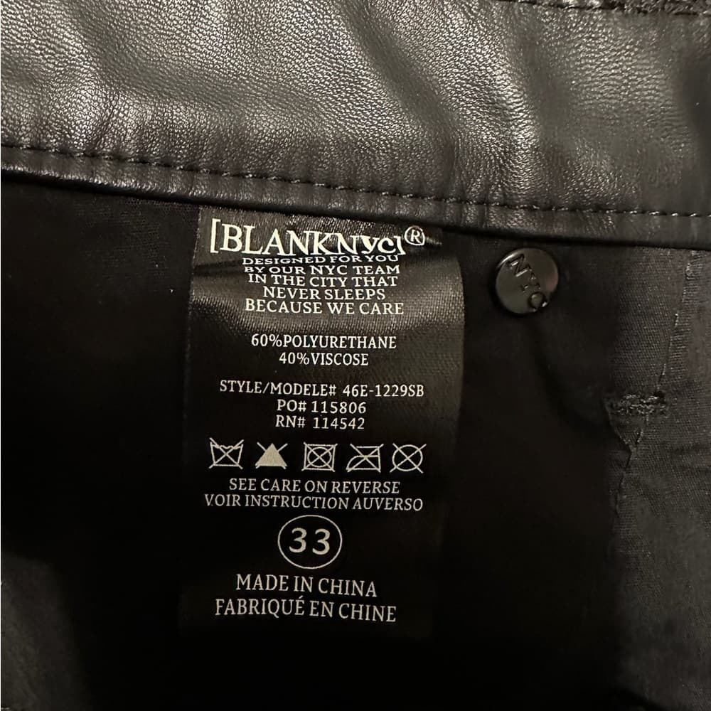 NWT Blank NYC Black Vegan Leather Moto Pants Womens Plus Size 33 - Thumbnail 12