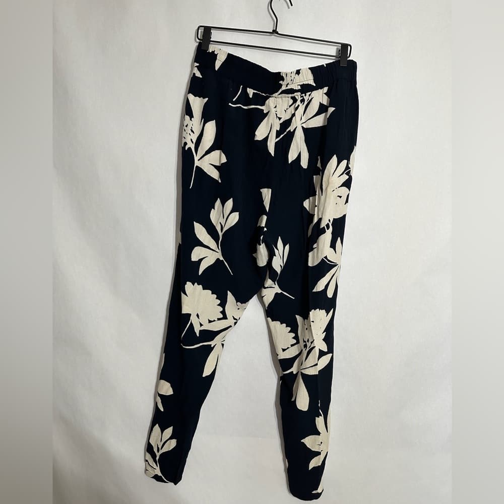 Lucky Brand Black Off White Floral Print Pants Size Large Bohemian - Thumbnail 4