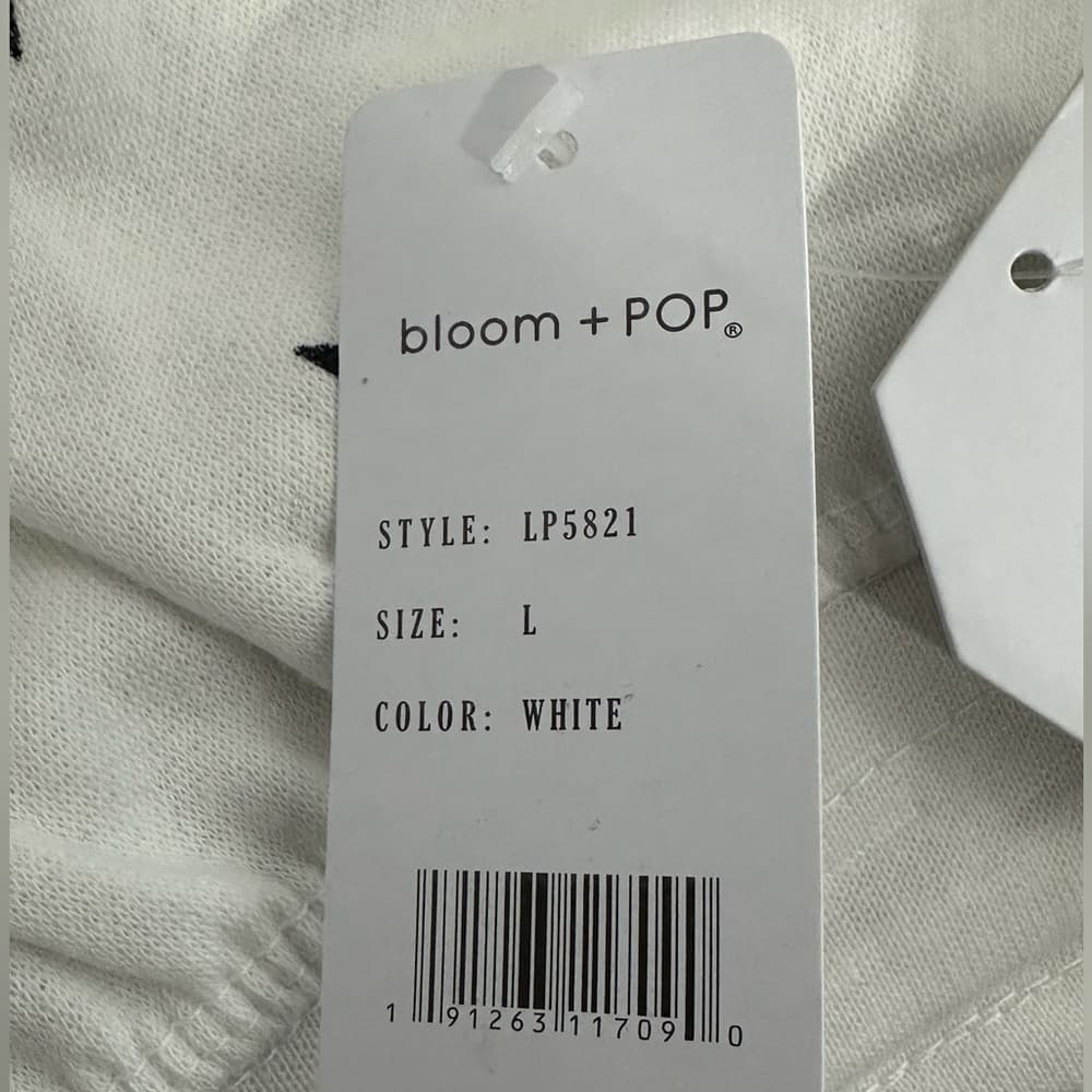 NWT Bloom + Pop White Navy Star Print Jogger Sweatpants Lounge Pants Size Large - Thumbnail 11