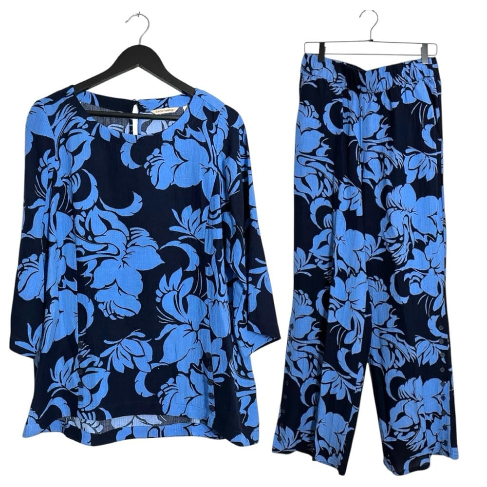 Soft Surroundings Blue Floral Tunic Pants 2 Piece Set Size Medium Resortwear - Thumbnail 13