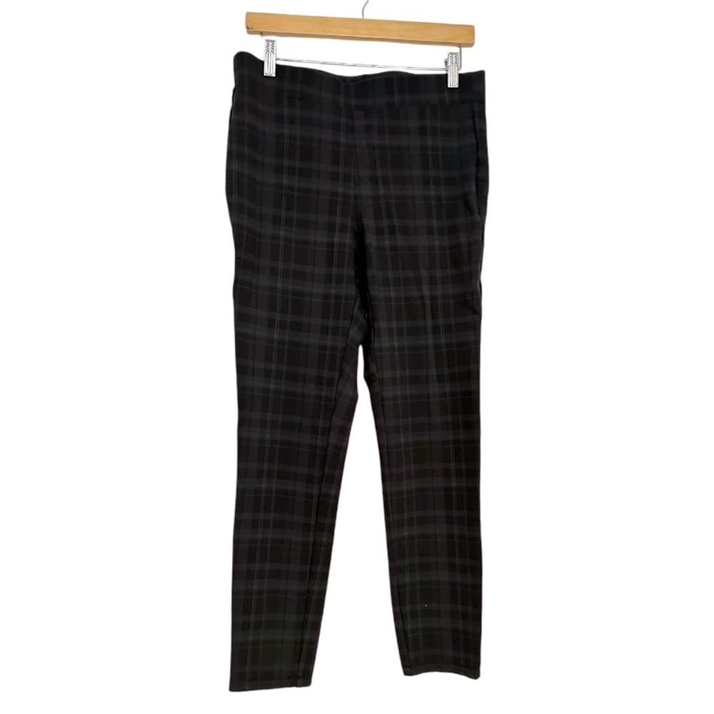Style & Co Black & Gray Plaid Pull On Mid Rise Pants Women’s Size L - Thumbnail 2
