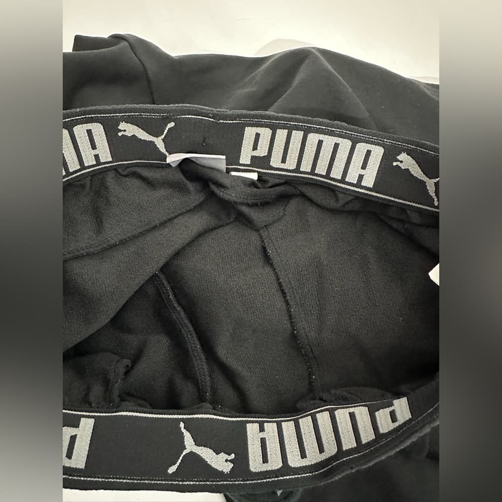 Puma Black Athletic Jogger Sweatpants Drawstring Logo Lounge Pants Medium - Thumbnail 4
