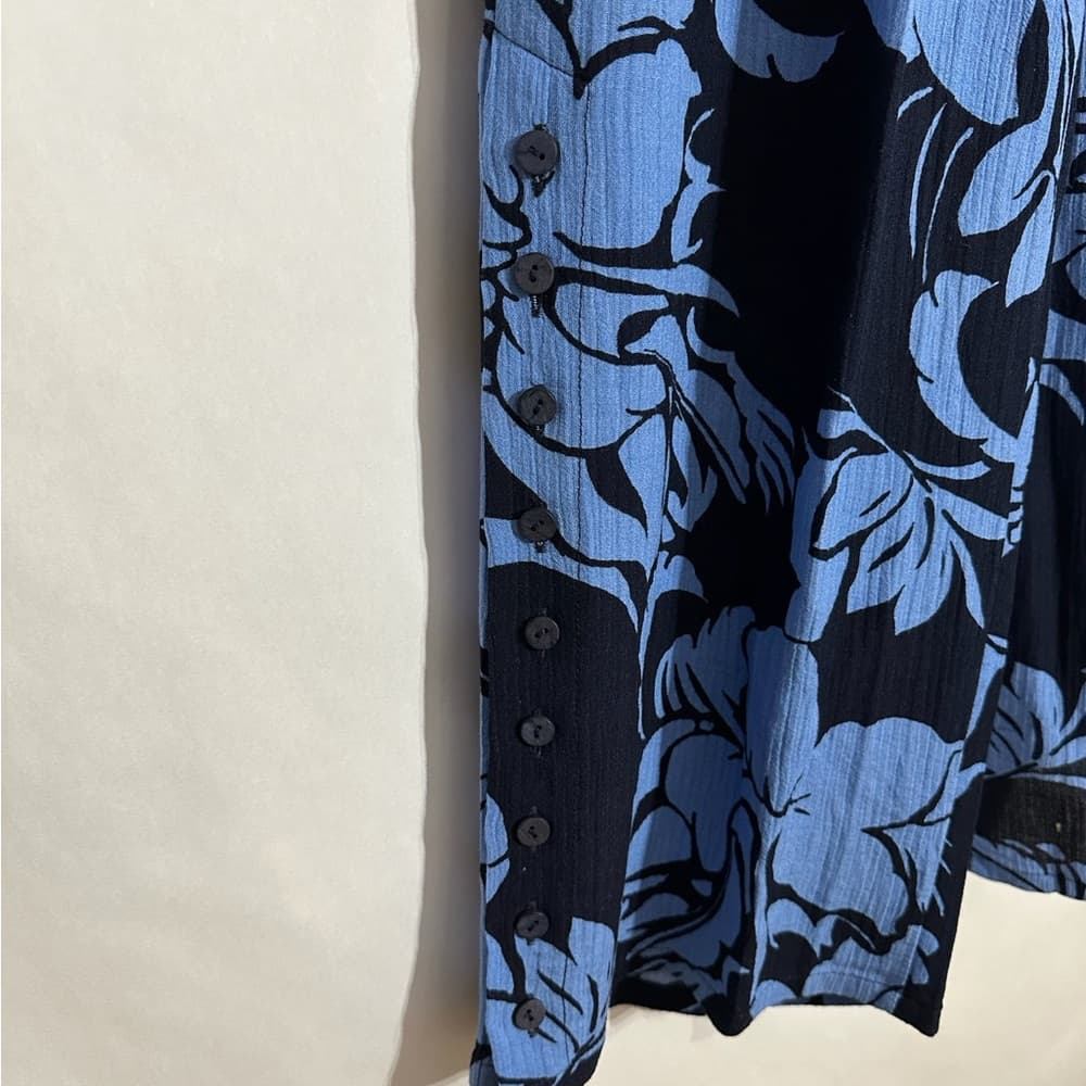 Soft Surroundings Blue Floral Tunic Pants 2 Piece Set Size Medium Resortwear - Thumbnail 2