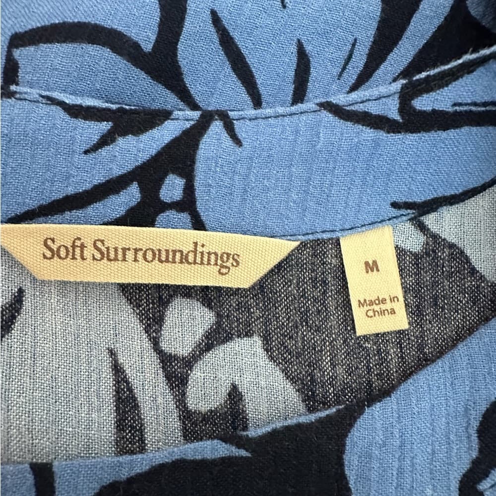 Soft Surroundings Blue Floral Tunic Pants 2 Piece Set Size Medium Resortwear - Thumbnail 10