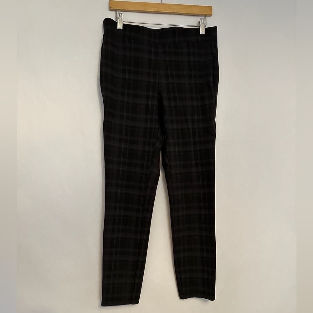 Style & Co Black & Gray Plaid Pull On Mid Rise Pants Women’s Size L - Thumbnail 7