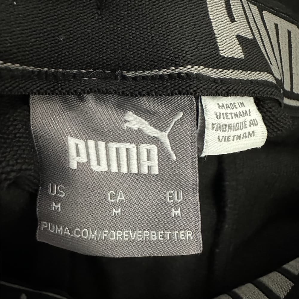 Puma Black Athletic Jogger Sweatpants Drawstring Logo Lounge Pants Medium - Thumbnail 3