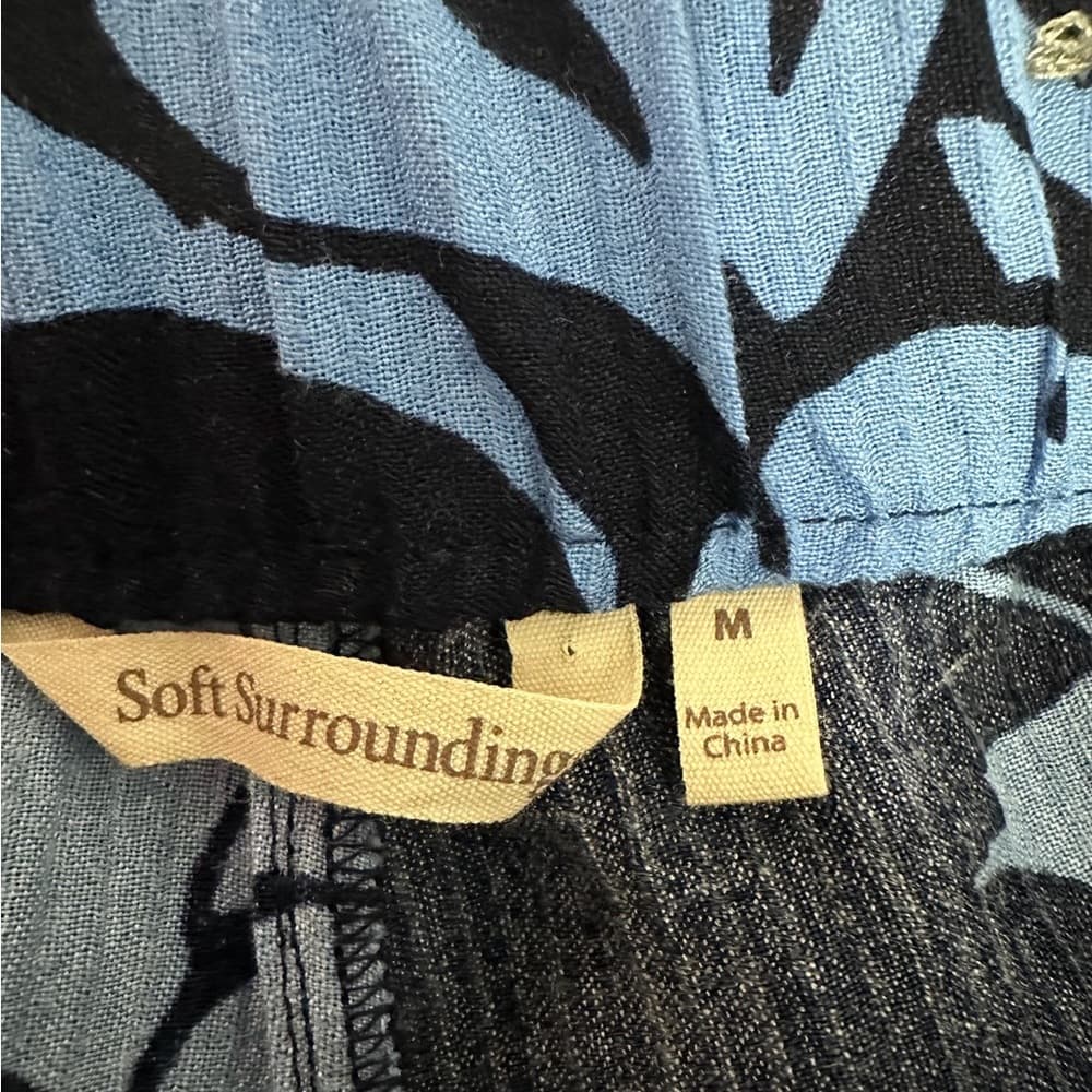 Soft Surroundings Blue Floral Tunic Pants 2 Piece Set Size Medium Resortwear - Thumbnail 4