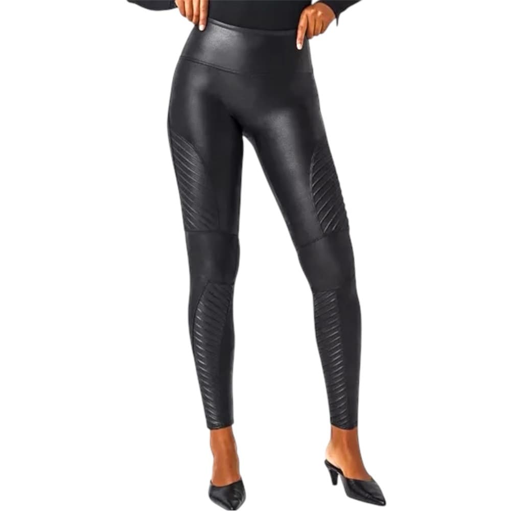 NWT SPANX Faux Leather Moto Leggings Petite XL High Waist Shaping Biker Edgy - Thumbnail 12