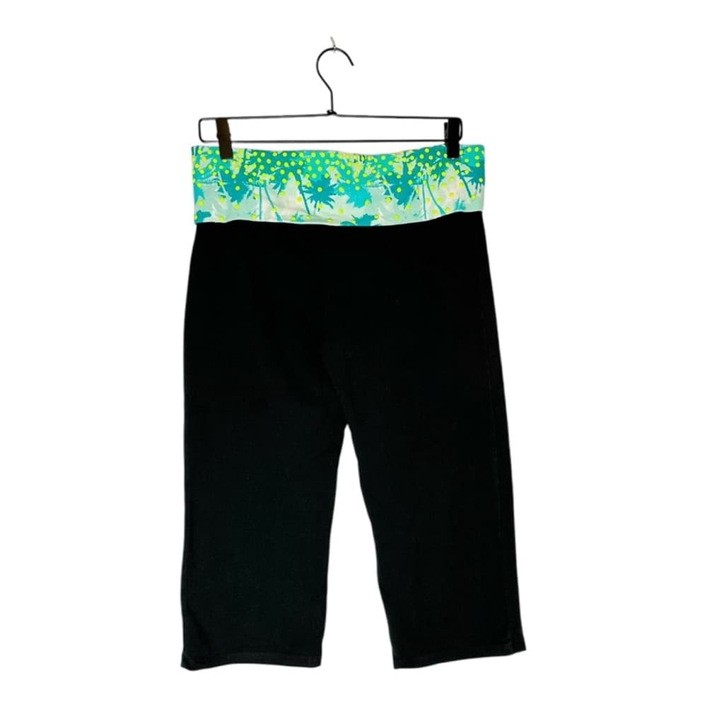 PINK Victoria's Secret Tropical Print Palm Tree Black Yoga Capri Leggings Large - Thumbnail 9