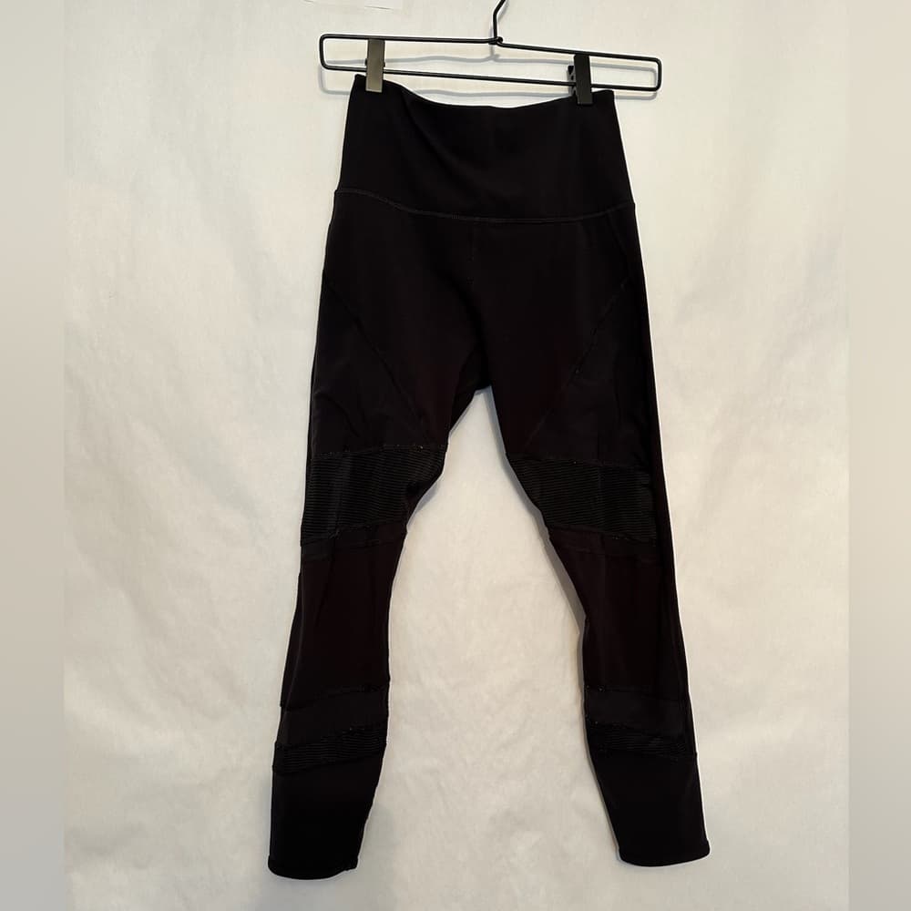 Lorna Jane Black Moto Style Leggings High Rise Activewear Size Small