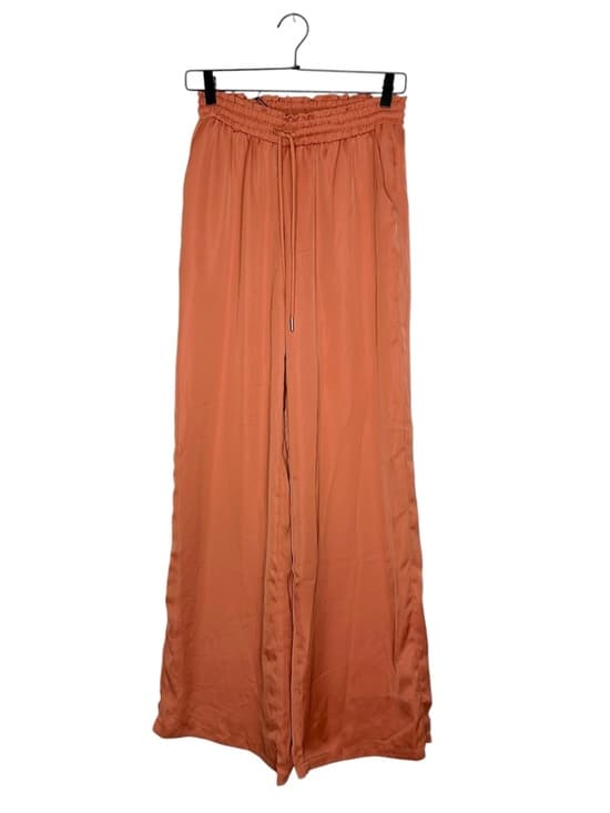 NWT Deluc Terracotta Wide Leg Satin Pants High Rise Drawstring Small Minimalist - Thumbnail 12