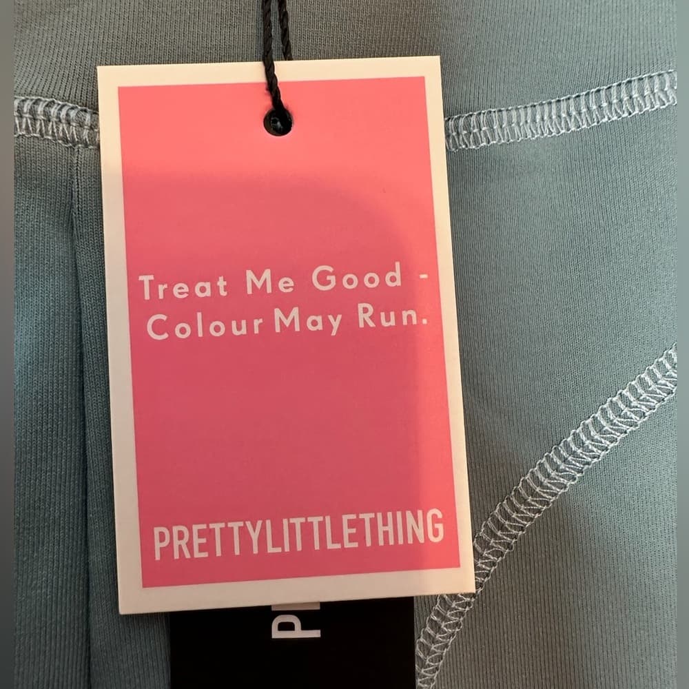 NWT Prettylittlething Steel Blue Stitch Detail Gym Leggings US Size 6 - Thumbnail 10