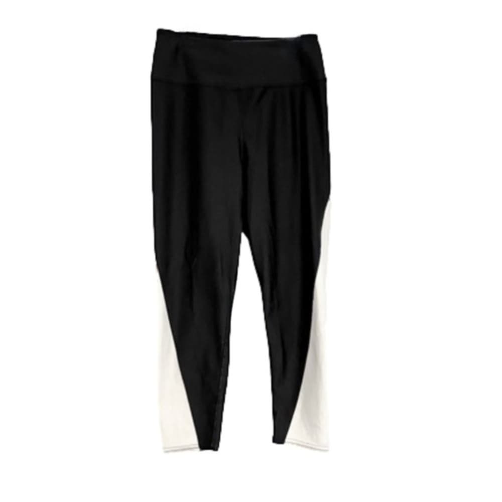 Black White Diagonal Color block Cropped Leggings Size M High Waist Yoga Gym - Thumbnail 7