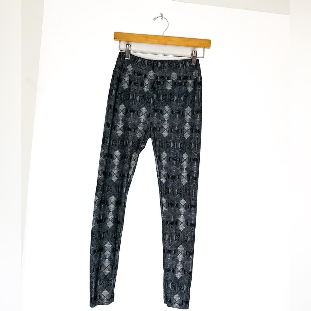 NWT LuLaRoe Gray Geometric Mosaic Print Leggings OS Buttery Soft Artsy Minimal - Thumbnail 7