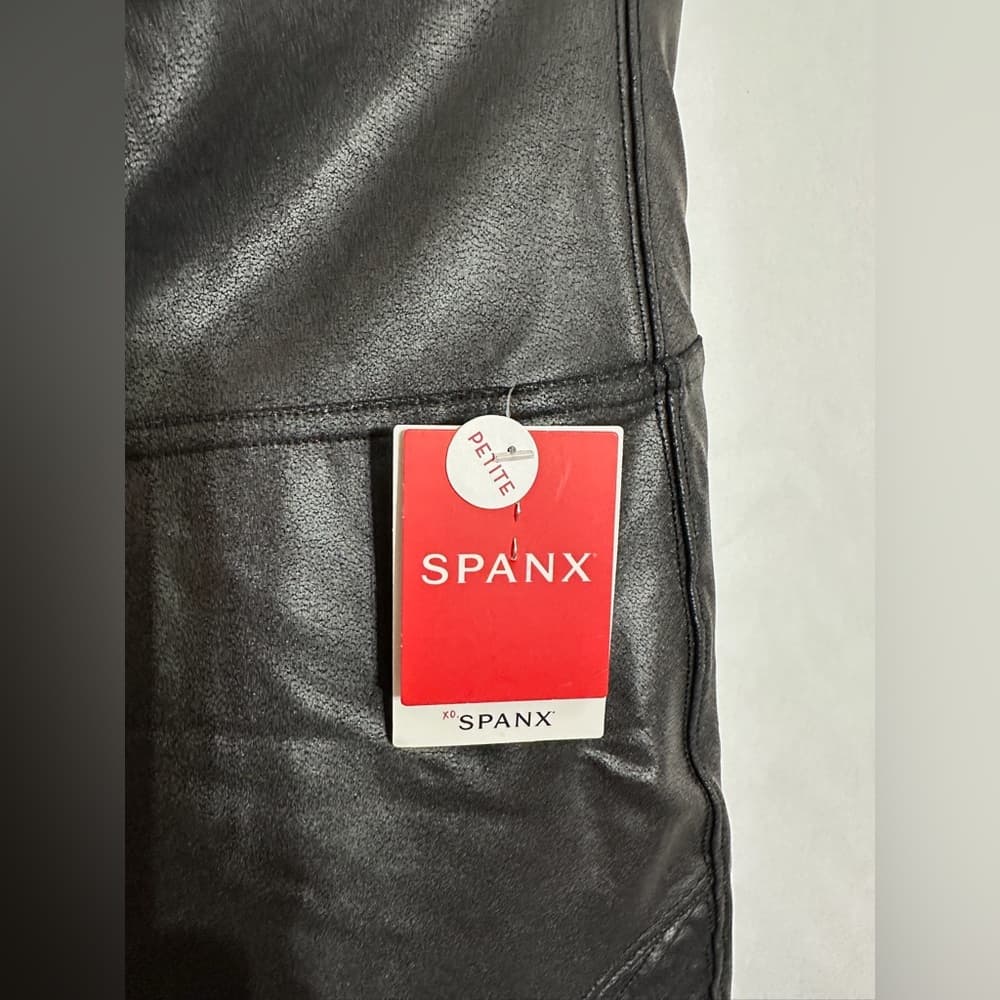 NWT SPANX Faux Leather Moto Leggings Petite XL High Waist Shaping Biker Edgy - Thumbnail 7