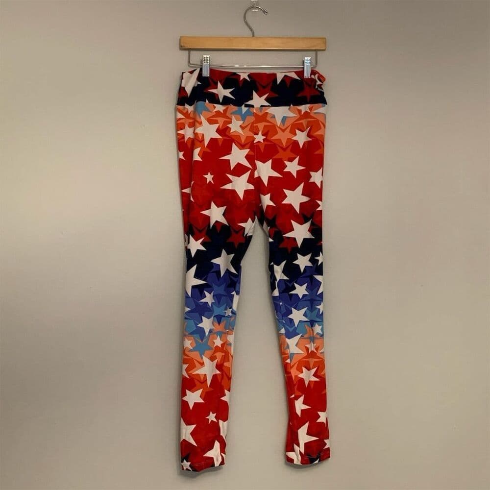 LuLaRoe Leggings Patriotic Stars Red White Blue Women's Tall & Curvy NWOT - Thumbnail 2