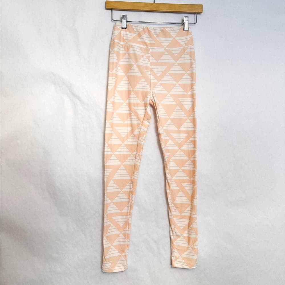 NEW LuLaRoe Peach White Geometric Triangle Print Leggings One Size (2-10) - Thumbnail 5