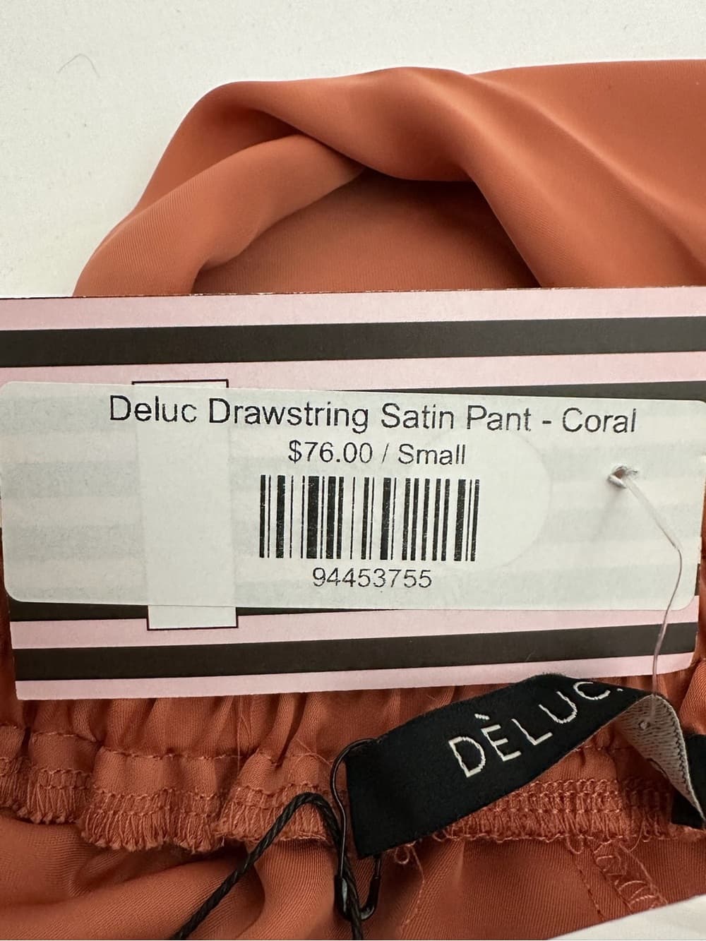 NWT Deluc Terracotta Wide Leg Satin Pants High Rise Drawstring Small Minimalist - Thumbnail 9