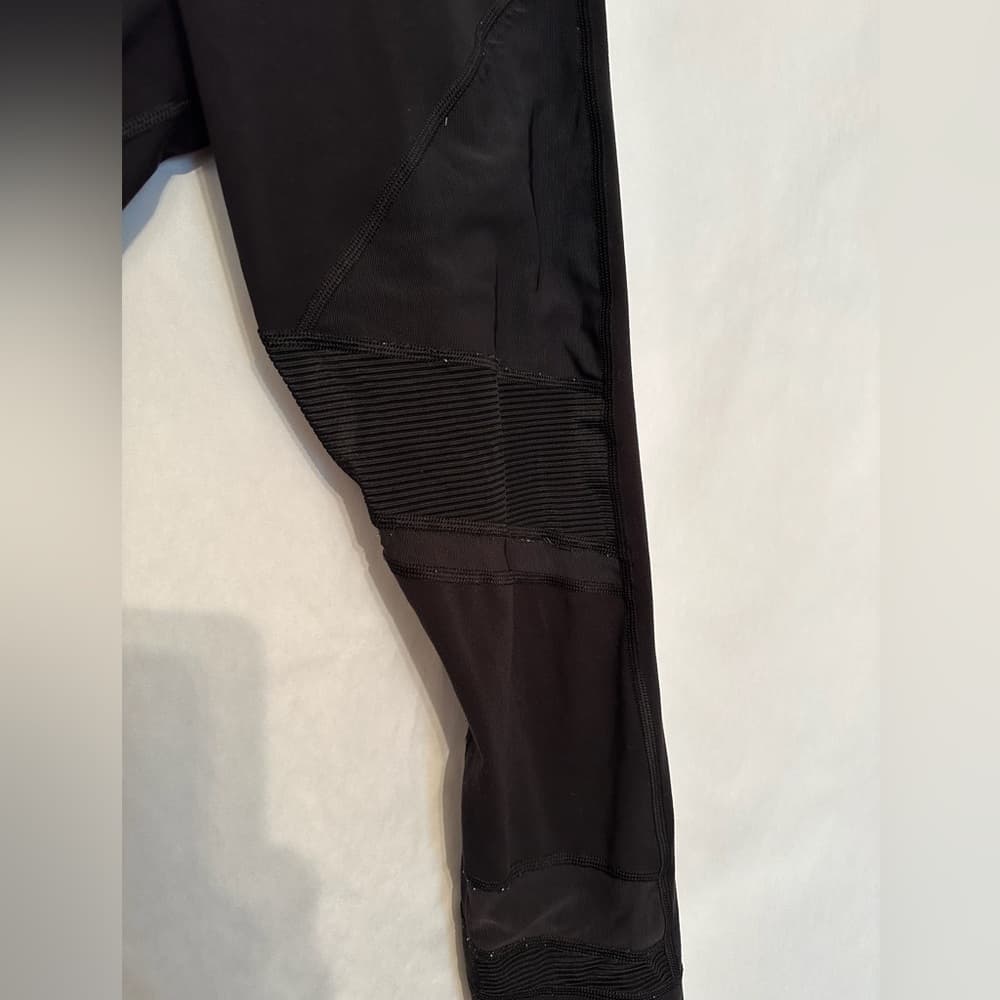 Lorna Jane Black Moto Style Leggings High Rise Activewear Size Small - Thumbnail 2