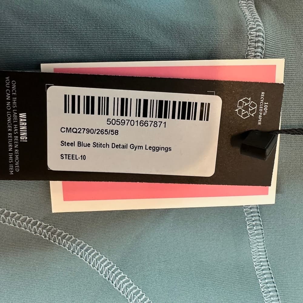 NWT Prettylittlething Steel Blue Stitch Detail Gym Leggings US Size 6 - Thumbnail 11